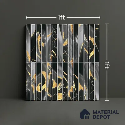 TL 07172 F Bissel Cosmo Kohl 1 ft x 1 ft Glossy Finish Ceramic Tile - 10 mm | Please Expect a Slight Variation of Pattern
