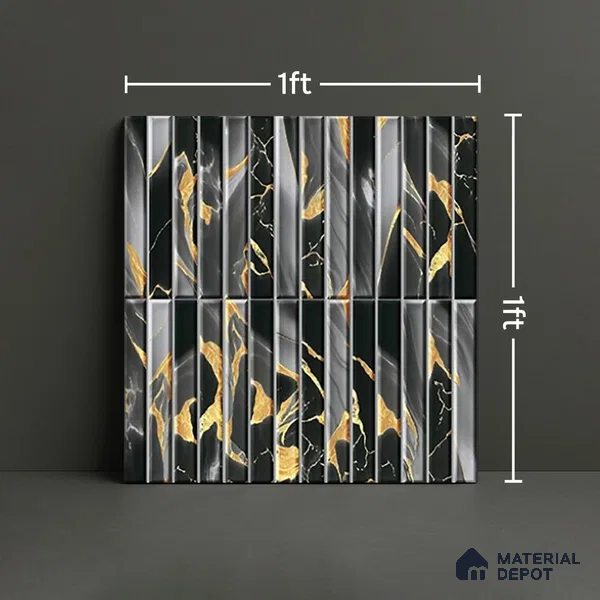 TL 07172 F Bissel Cosmo Kohl 1 ft x 1 ft Glossy Finish Ceramic Tile - 10 mm | Please Expect a Slight Variation of Pattern