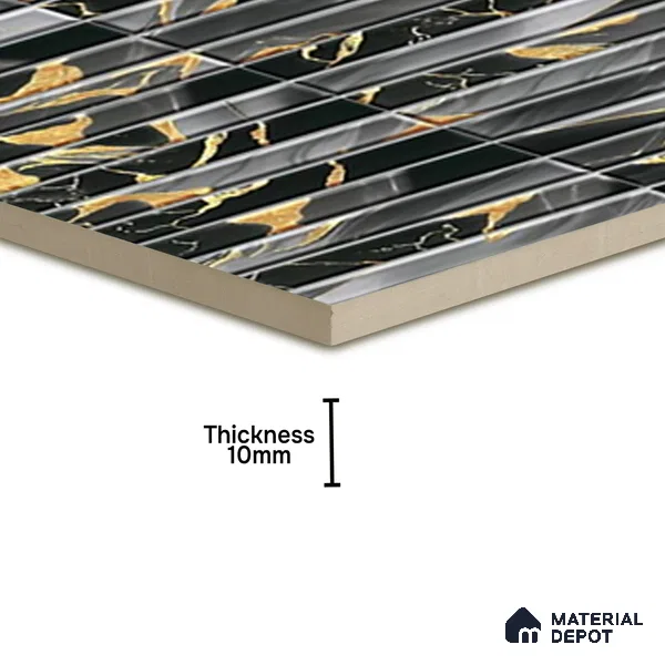 TL 07172 F Bissel Cosmo Kohl 1 ft x 1 ft Glossy Finish Ceramic Tile - 10 mm | Please Expect a Slight Variation of Pattern