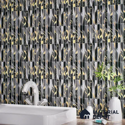TL 07172 F Bissel Cosmo Kohl 1 ft x 1 ft Glossy Finish Ceramic Tile - 10 mm | Please Expect a Slight Variation of Pattern