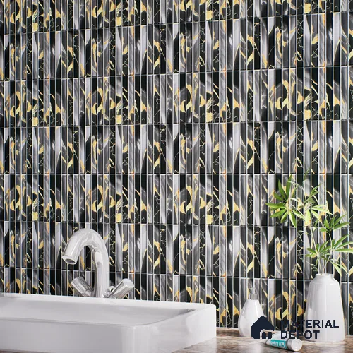 TL 07172 F Bissel Cosmo Kohl 1 ft x 1 ft Glossy Finish Ceramic Tile - 10 mm | Please Expect a Slight Variation of Pattern