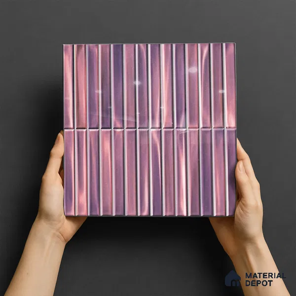 TL 07172 H Bissel Cosmo Puce 1 ft x 1 ft Glossy Finish Ceramic Tile - 10 mm | Please Expect a Slight Variation of Pattern
