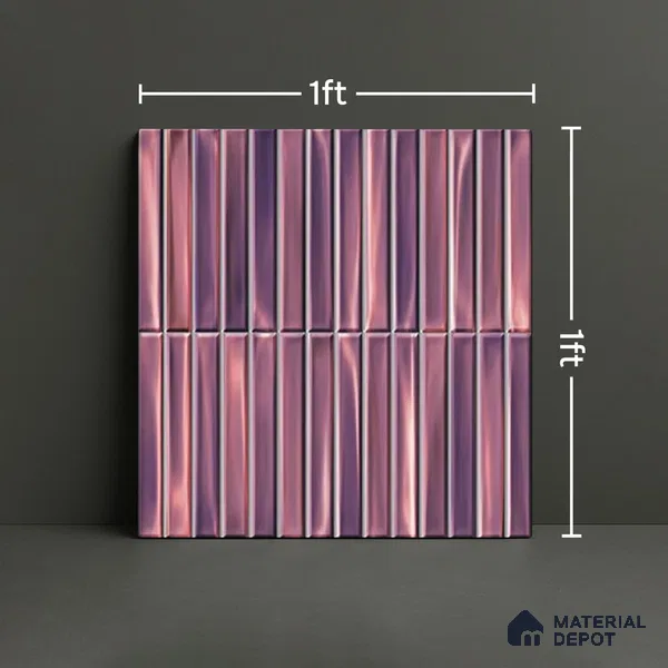 TL 07172 H Bissel Cosmo Puce 1 ft x 1 ft Glossy Finish Ceramic Tile - 10 mm | Please Expect a Slight Variation of Pattern