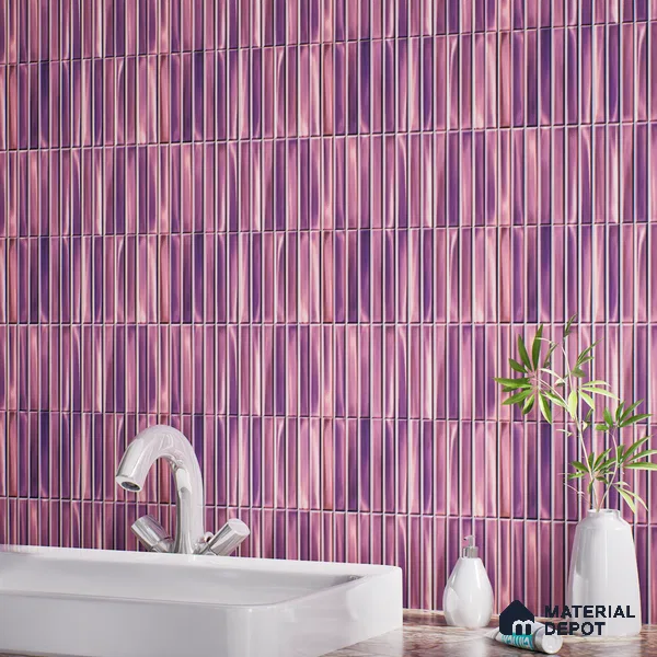 TL 07172 H Bissel Cosmo Puce 1 ft x 1 ft Glossy Finish Ceramic Tile - 10 mm | Please Expect a Slight Variation of Pattern
