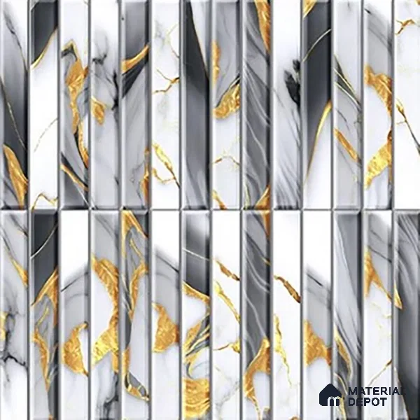TL 07172 I Bissel Cosmo Raven 1 ft x 1 ft Glossy Finish Ceramic Tile - 10 mm | Please Expect a Slight Variation of Pattern