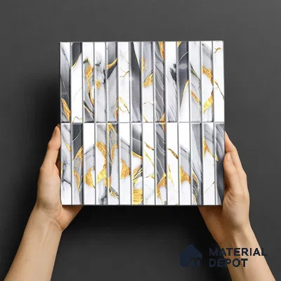 TL 07172 I Bissel Cosmo Raven 1 ft x 1 ft Glossy Finish Ceramic Tile - 10 mm | Please Expect a Slight Variation of Pattern