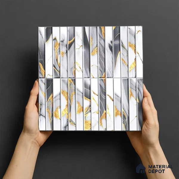 TL 07172 I Bissel Cosmo Raven 1 ft x 1 ft Glossy Finish Ceramic Tile - 10 mm | Please Expect a Slight Variation of Pattern