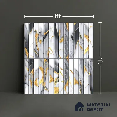 TL 07172 I Bissel Cosmo Raven 1 ft x 1 ft Glossy Finish Ceramic Tile - 10 mm | Please Expect a Slight Variation of Pattern