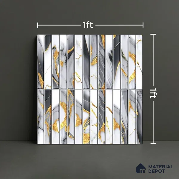 TL 07172 I Bissel Cosmo Raven 1 ft x 1 ft Glossy Finish Ceramic Tile - 10 mm | Please Expect a Slight Variation of Pattern