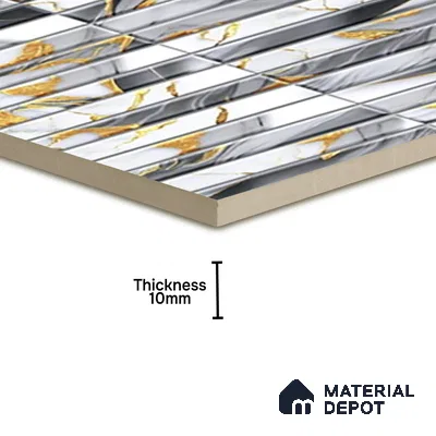 TL 07172 I Bissel Cosmo Raven 1 ft x 1 ft Glossy Finish Ceramic Tile - 10 mm | Please Expect a Slight Variation of Pattern