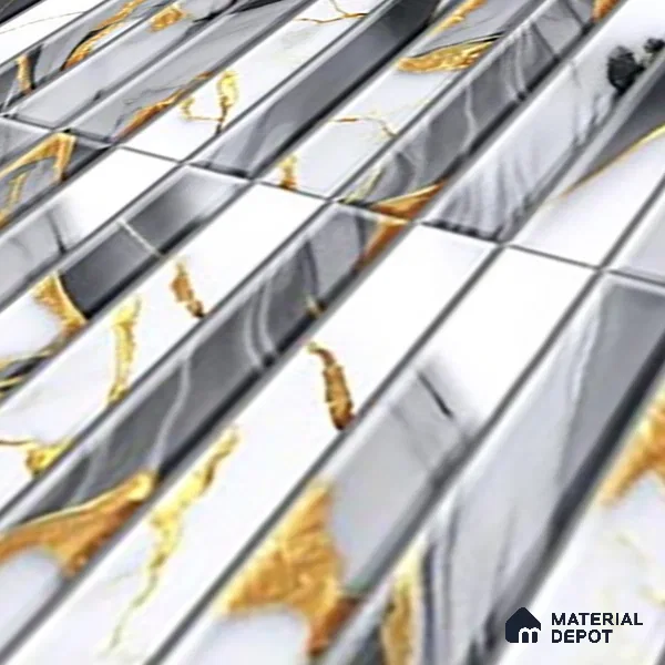 TL 07172 I Bissel Cosmo Raven 1 ft x 1 ft Glossy Finish Ceramic Tile - 10 mm | Please Expect a Slight Variation of Pattern