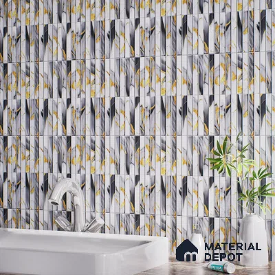 TL 07172 I Bissel Cosmo Raven 1 ft x 1 ft Glossy Finish Ceramic Tile - 10 mm | Please Expect a Slight Variation of Pattern