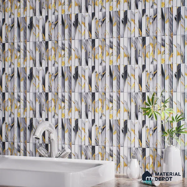 TL 07172 I Bissel Cosmo Raven 1 ft x 1 ft Glossy Finish Ceramic Tile - 10 mm | Please Expect a Slight Variation of Pattern