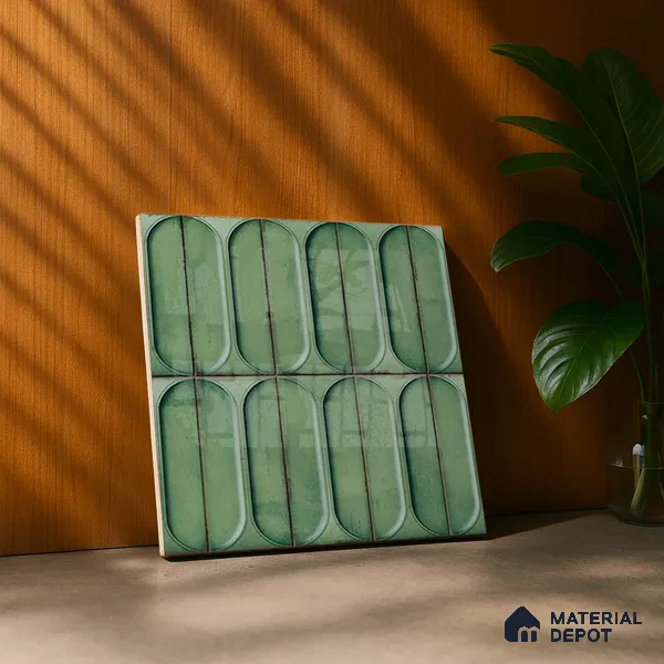 Highlighter Wall Tile TL 07179 C Opal Cosmo Fern 1 ft x 1 ft Glossy Finish Ceramic Tile - 10 mm | Suitable For Kitchen & Bathroom