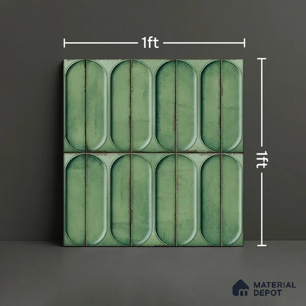 Highlighter Wall Tile TL 07179 C Opal Cosmo Fern 1 ft x 1 ft Glossy Finish Ceramic Tile - 10 mm | Suitable For Kitchen & Bathroom