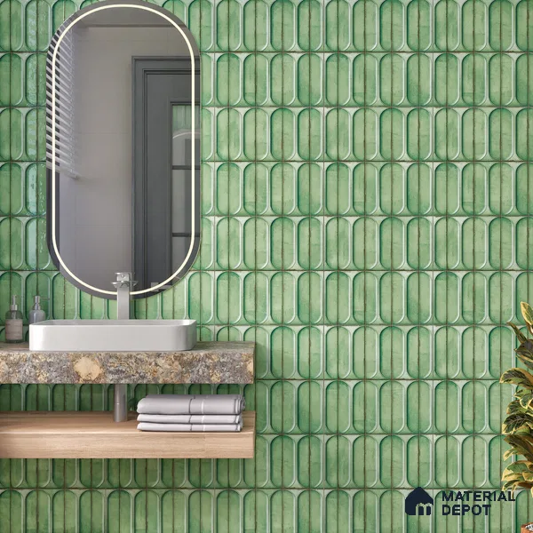 Highlighter Wall Tile TL 07179 C Opal Cosmo Fern 1 ft x 1 ft Glossy Finish Ceramic Tile - 10 mm | Suitable For Kitchen & Bathroom