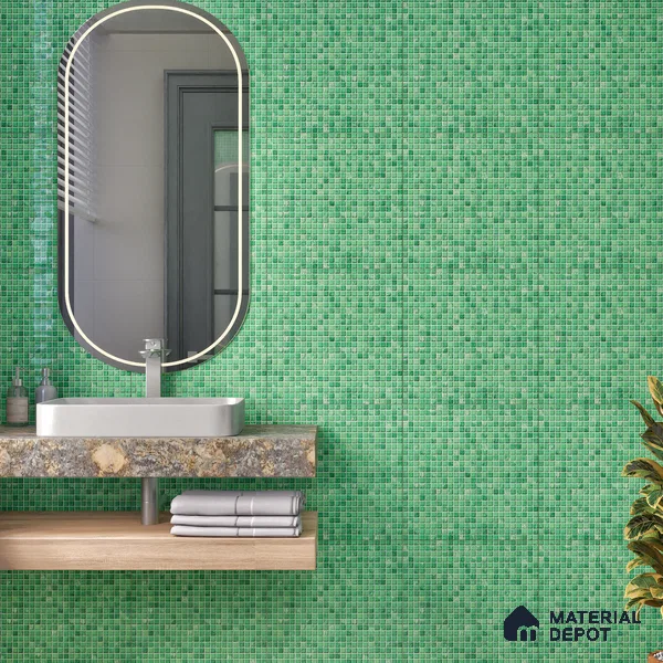 Mosaic Wall Tile TL 07180 D Penny Cosmo Green 1 ft x 1 ft Glossy Finish Ceramic Tile - 10 mm
