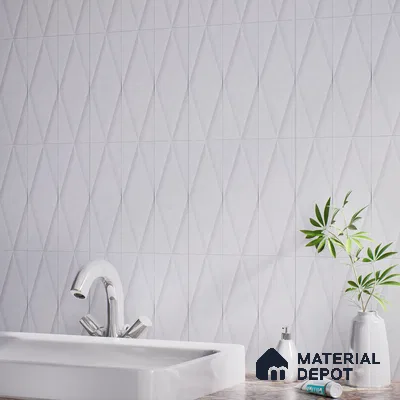 Faux Subway Wall Tile TL 07188 Plaka Nexo White 1 ft x 1 ft Matte Finish Ceramic Tile - 10 mm | Suitable For Kitchen & Bathroom