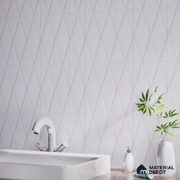 Faux Subway Wall Tile TL 07188 Plaka Nexo White 1 ft x 1 ft Matte Finish Ceramic Tile - 10 mm | Suitable For Kitchen & Bathroom