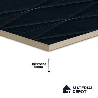 Faux Subway Wall Tile TL 07188 B Plaka Nexo Black 1 ft x 1 ft Matte Finish Ceramic Tile - 10 mm | Suitable For Kitchen & Bathroom