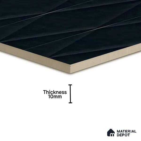 Faux Subway Wall Tile TL 07188 B Plaka Nexo Black 1 ft x 1 ft Matte Finish Ceramic Tile - 10 mm | Suitable For Kitchen & Bathroom