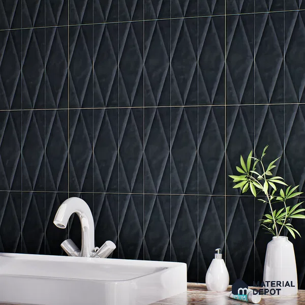 Faux Subway Wall Tile TL 07188 B Plaka Nexo Black 1 ft x 1 ft Matte Finish Ceramic Tile - 10 mm | Suitable For Kitchen & Bathroom
