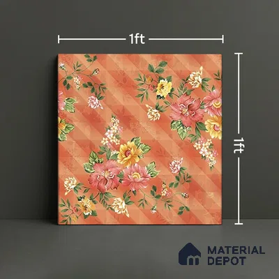 Floral Wall Tile TL 07185 C Brillo Nexo Palma 1 ft x 1 ft Matte Finish Ceramic Tile - 10 mm | Please Expect a Slight Variation of Pattern