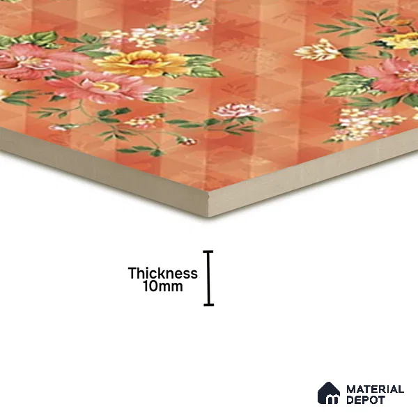 Floral Wall Tile TL 07185 C Brillo Nexo Palma 1 ft x 1 ft Matte Finish Ceramic Tile - 10 mm | Please Expect a Slight Variation of Pattern