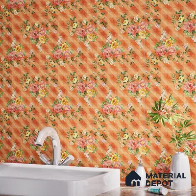 Floral Wall Tile TL 07185 C Brillo Nexo Palma 1 ft x 1 ft Matte Finish Ceramic Tile - 10 mm | Please Expect a Slight Variation of Pattern
