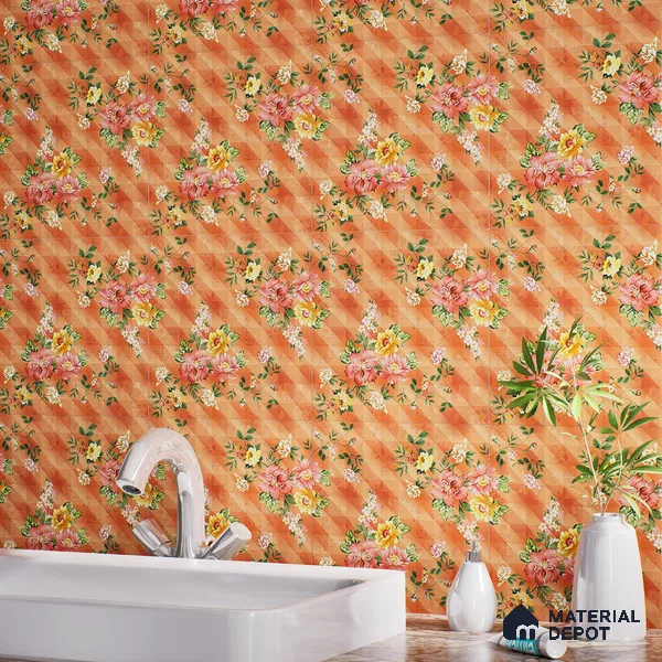 Floral Wall Tile TL 07185 C Brillo Nexo Palma 1 ft x 1 ft Matte Finish Ceramic Tile - 10 mm | Please Expect a Slight Variation of Pattern