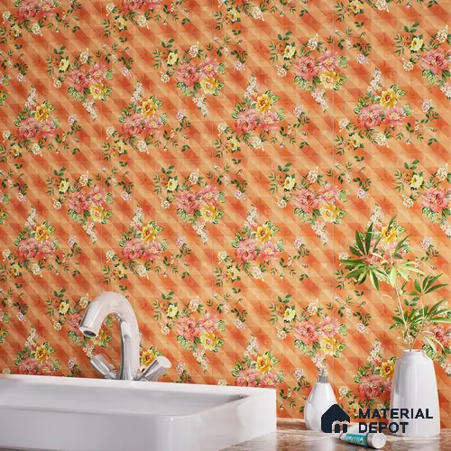 Floral Wall Tile TL 07185 C Brillo Nexo Palma 1 ft x 1 ft Matte Finish Ceramic Tile - 10 mm | Please Expect a Slight Variation of Pattern