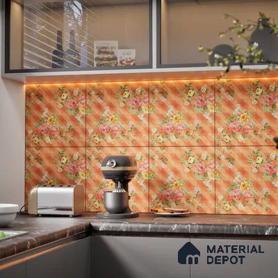 Floral Wall Tile TL 07185 C Brillo Nexo Palma 1 ft x 1 ft Matte Finish Ceramic Tile - 10 mm | Please Expect a Slight Variation of Pattern