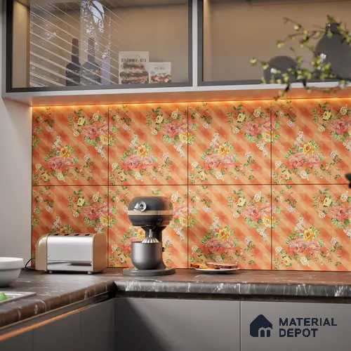 Floral Wall Tile TL 07185 C Brillo Nexo Palma 1 ft x 1 ft Matte Finish Ceramic Tile - 10 mm | Please Expect a Slight Variation of Pattern