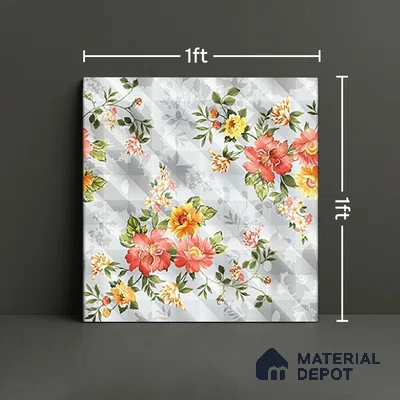 Floral Wall Tile TL 07185 D Brillo Nexo Parco 1 ft x 1 ft Matte Finish Ceramic Tile - 10 mm | Please Expect a Slight Variation of Pattern