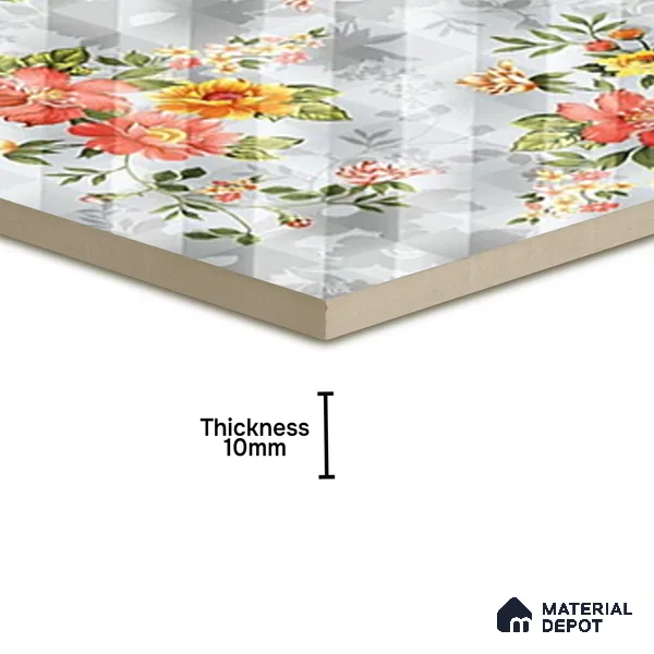 Floral Wall Tile TL 07185 D Brillo Nexo Parco 1 ft x 1 ft Matte Finish Ceramic Tile - 10 mm | Please Expect a Slight Variation of Pattern
