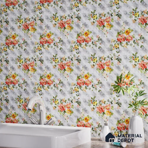 Floral Wall Tile TL 07185 D Brillo Nexo Parco 1 ft x 1 ft Matte Finish Ceramic Tile - 10 mm | Please Expect a Slight Variation of Pattern