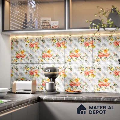 Floral Wall Tile TL 07185 D Brillo Nexo Parco 1 ft x 1 ft Matte Finish Ceramic Tile - 10 mm | Please Expect a Slight Variation of Pattern