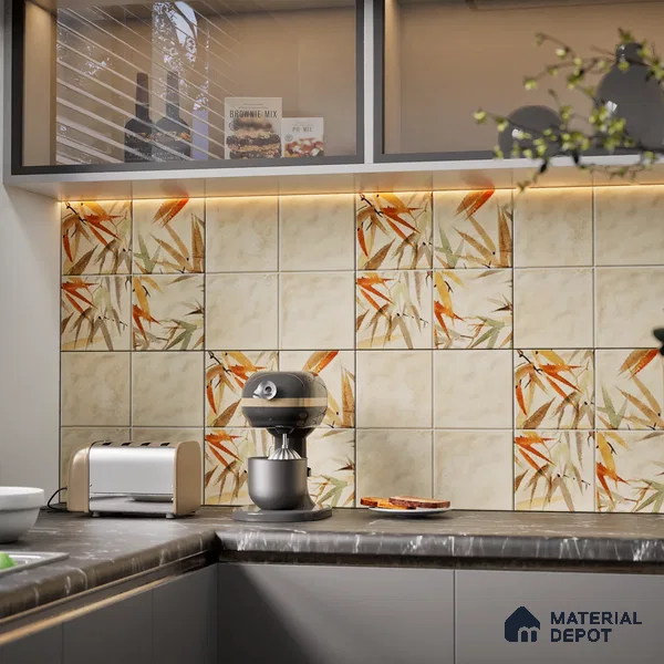 Tropical Wall Tile TL 07187 C Kenzo Nexo Imastio Deco 1 ft x 1 ft Matte Finish Ceramic Tile - 10 mm | Please Expect a Slight Variation of Pattern