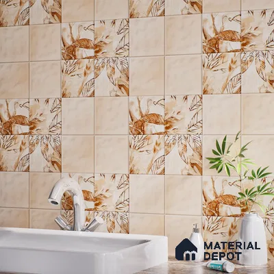 Tropical Wall Tile TL 07187 E Kenzo Nexo Kelino Deco 1 ft x 1 ft Matte Finish Ceramic Tile - 10 mm | Please Expect a Slight Variation of Pattern