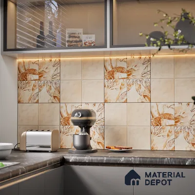Tropical Wall Tile TL 07187 E Kenzo Nexo Kelino Deco 1 ft x 1 ft Matte Finish Ceramic Tile - 10 mm | Please Expect a Slight Variation of Pattern
