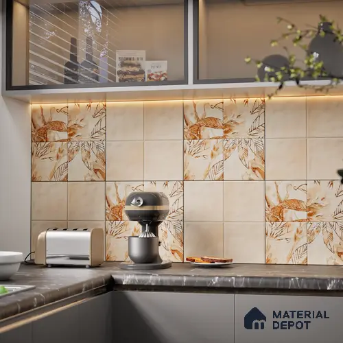 Tropical Wall Tile TL 07187 E Kenzo Nexo Kelino Deco 1 ft x 1 ft Matte Finish Ceramic Tile - 10 mm | Please Expect a Slight Variation of Pattern