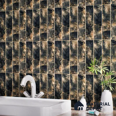 Faux Subway Wall Tile TL 07190 Tikal Nexo Ebony 1 ft x 1 ft Matte Finish Ceramic Tile - 10 mm | Suitable For Kitchen & Bathroom