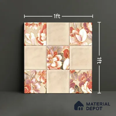 TL 07186 B Filo Nexo Berta Deco 1 ft x 1 ft Matte Finish Ceramic Tile - 10 mm