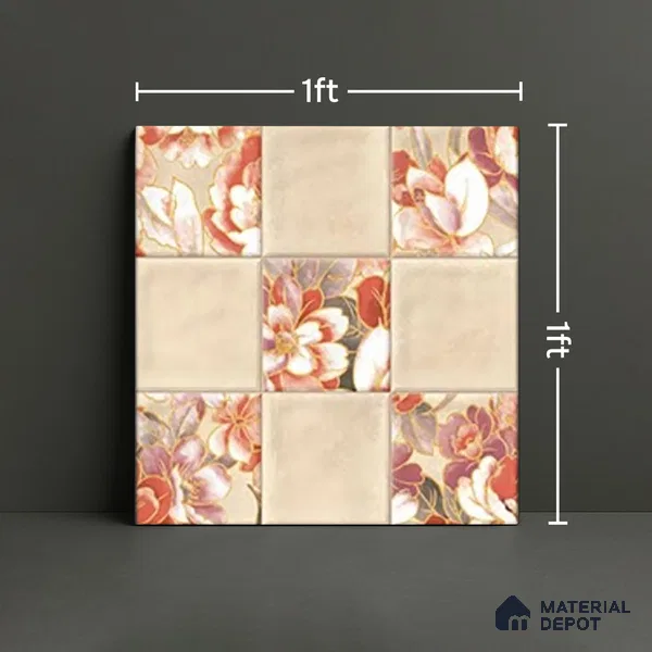 TL 07186 B Filo Nexo Berta Deco 1 ft x 1 ft Matte Finish Ceramic Tile - 10 mm