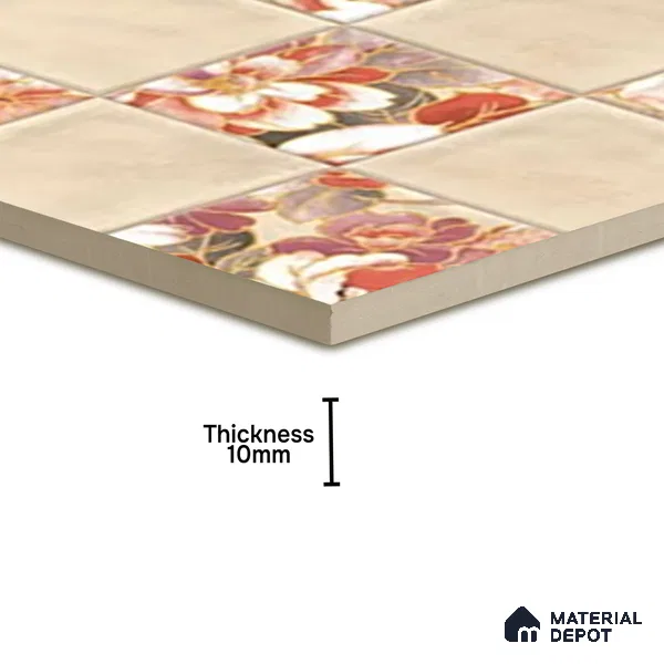 TL 07186 B Filo Nexo Berta Deco 1 ft x 1 ft Matte Finish Ceramic Tile - 10 mm