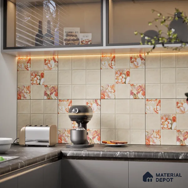 TL 07186 B Filo Nexo Berta Deco 1 ft x 1 ft Matte Finish Ceramic Tile - 10 mm