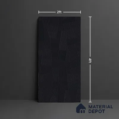 Punch Floor & Wall Tile TL 07891 Levels Black Decor - 1 4 ft x 2 ft Matte Finish Vitrified Tile - 9 mm  | Suitable For living Room, Bedroom, Bathroom