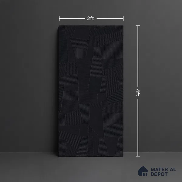 Punch Floor & Wall Tile TL 07891 Levels Black Decor - 1 4 ft x 2 ft Matte Finish Vitrified Tile - 9 mm  | Suitable For living Room, Bedroom, Bathroom