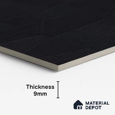 Punch Floor & Wall Tile TL 07891 Levels Black Decor - 1 4 ft x 2 ft Matte Finish Vitrified Tile - 9 mm  | Suitable For living Room, Bedroom, Bathroom