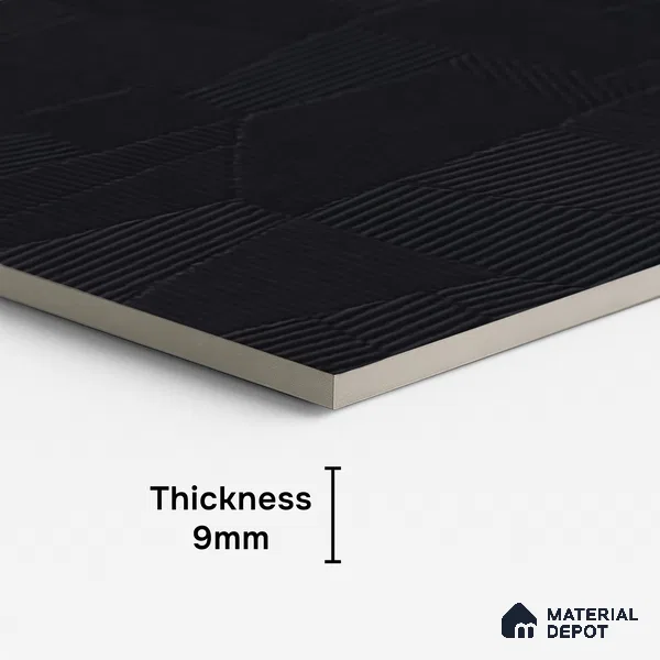 Punch Floor & Wall Tile TL 07891 Levels Black Decor - 1 4 ft x 2 ft Matte Finish Vitrified Tile - 9 mm  | Suitable For living Room, Bedroom, Bathroom